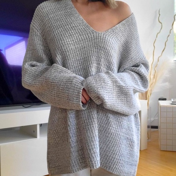 Urban Outfitters Sweaters | Knit Oversized Sweater | Color: Gray/White | Size XS - Picture 3 of 8